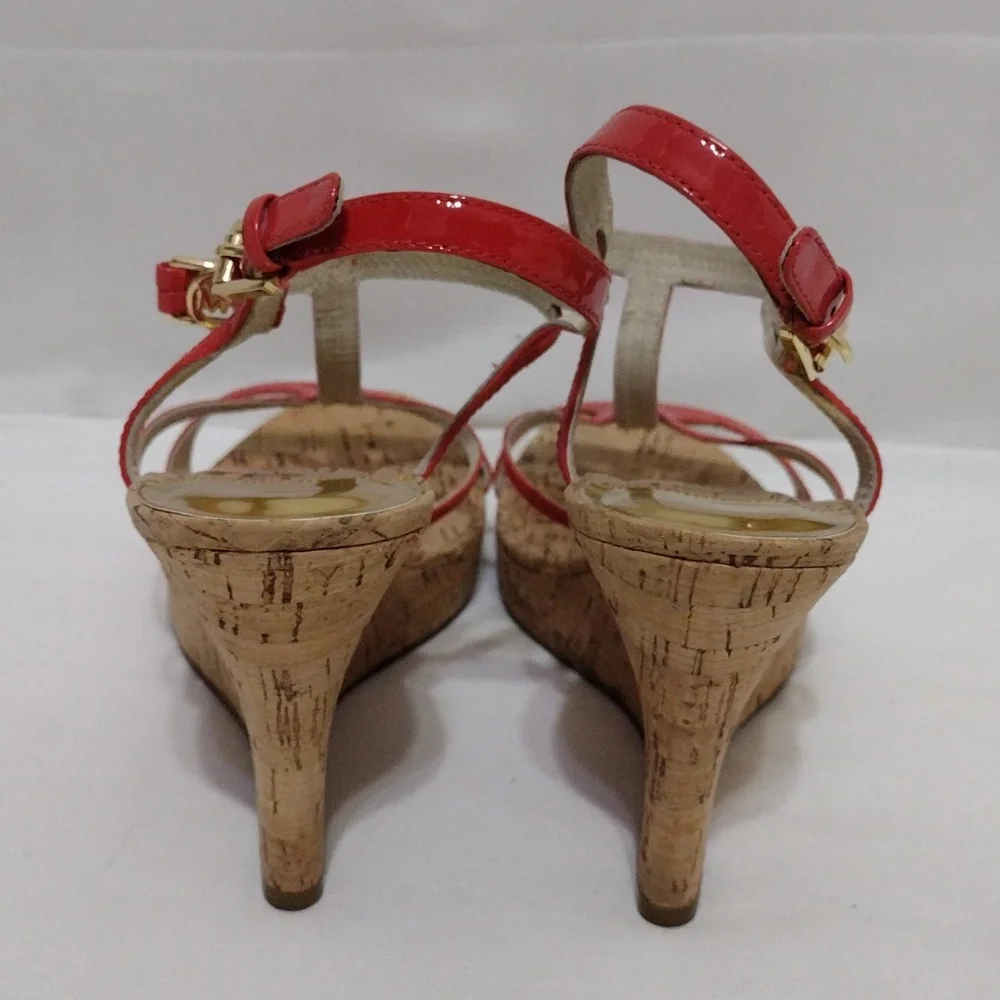 Michael Michael Kors Cicely Strappy Open Toe Cork Wedge Platform Sandals US 8